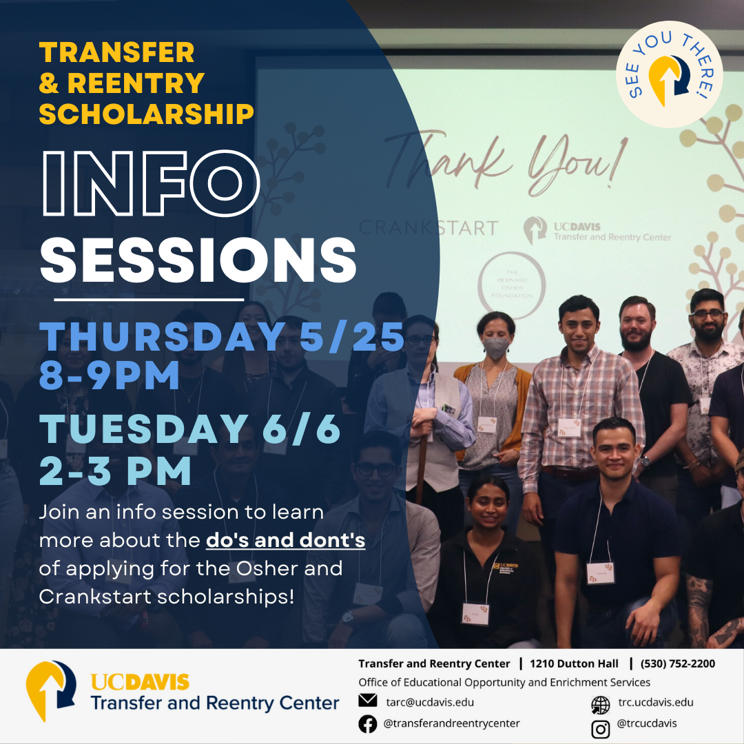 Flyer for Transfer and Reentry Scholarships Info Session