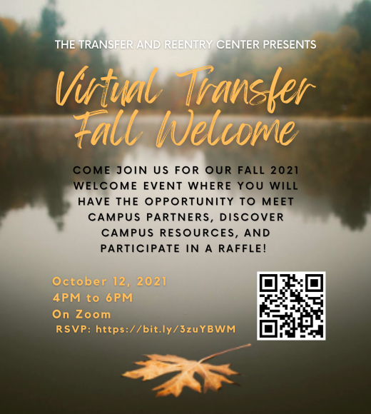 Virtual Transfer Fall Welcome flyer QR code 
